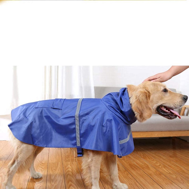 Mikayoo Large Dog Raincoat Adjustable Pet Waterproof Clothes Lightweight Rain Jacket Poncho Hoodies with Strip Reflective(Dark Blue,XL) - Image 5